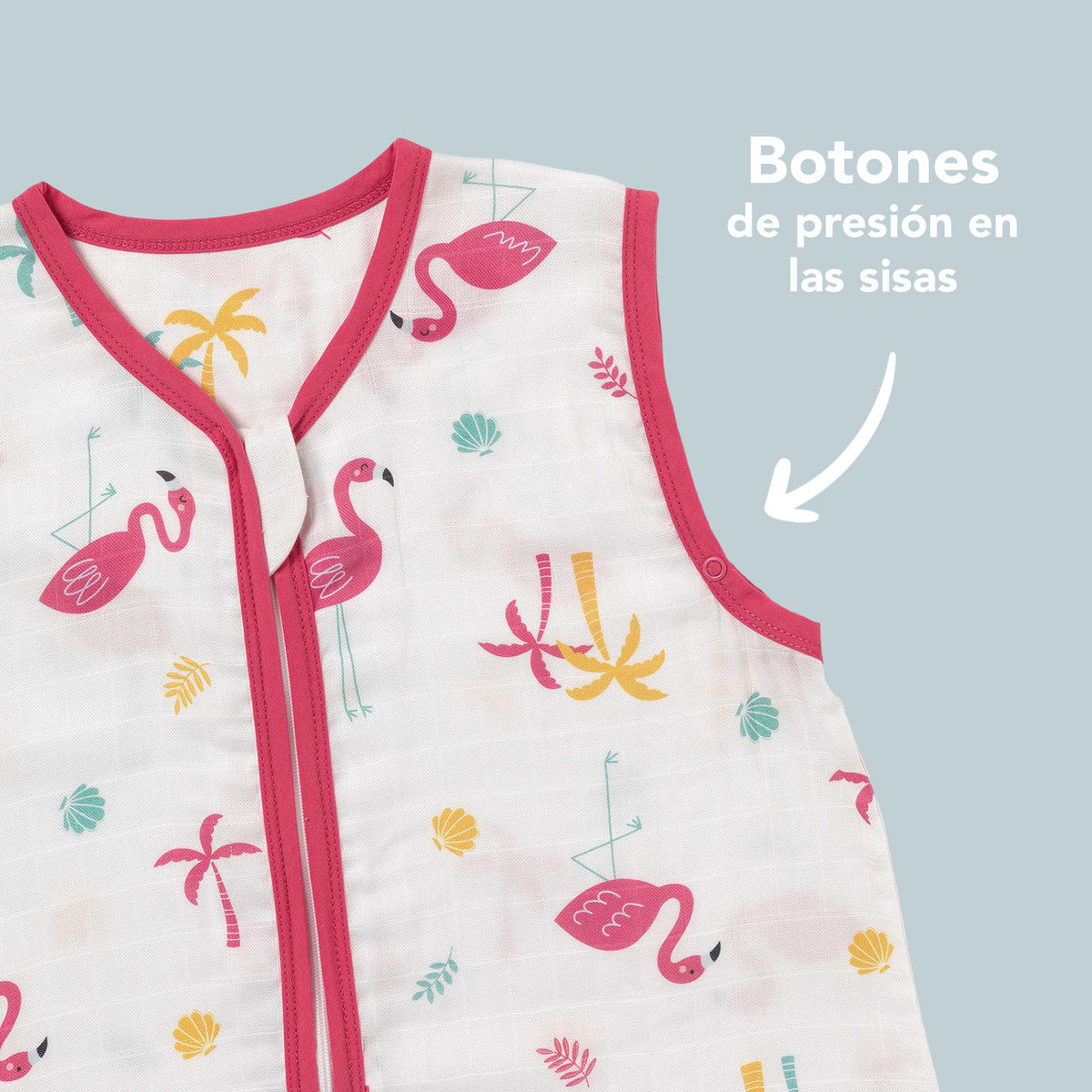 Saco de dormir para bebé de muselina 0.5 TOG_Flamenco_zona del brazo_415