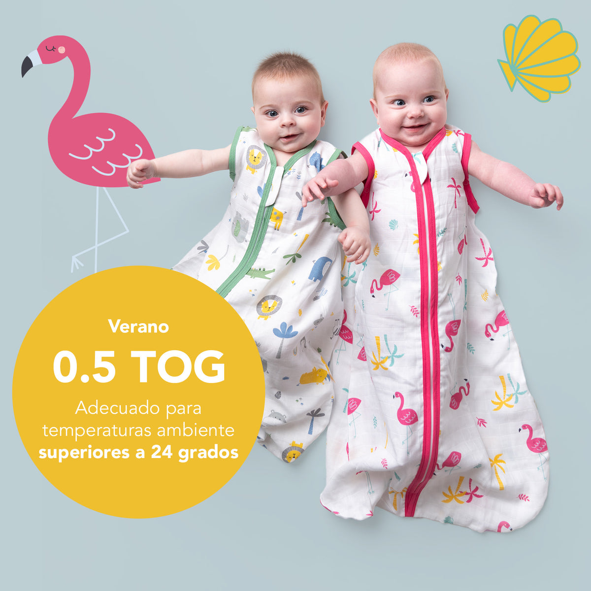 Saco de dormir para bebé de muselina 0.5 TOG_Flamenco_TOG_415