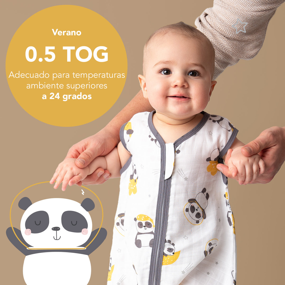 Saco de dormir para bebé de muselina 0.5 TOG_Panda_TOG_415
