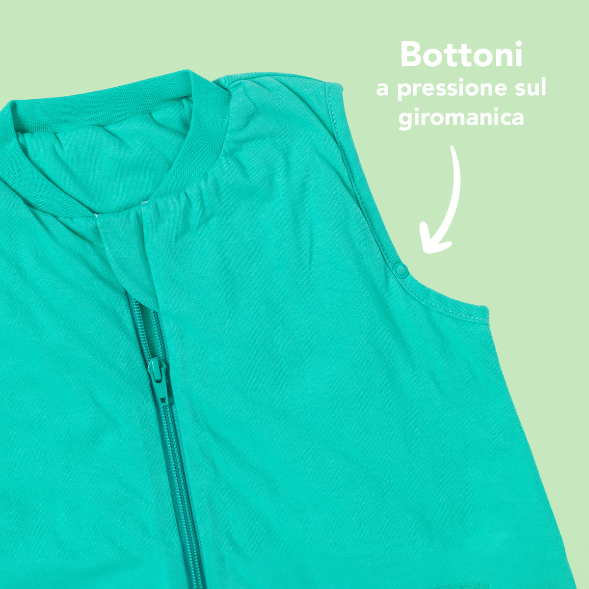 Saco de dormir para bebé 1.0 TOG_Turquesa_zona del brazo_425