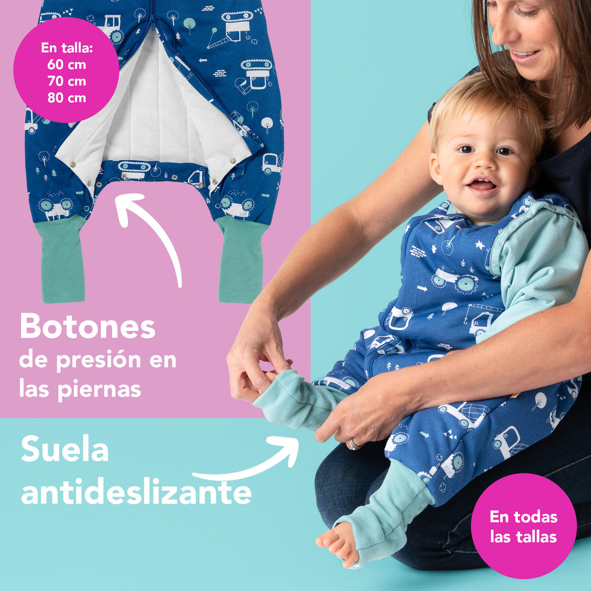 Saco de dormir con pies y suelas antideslizantes 3.5 TOG_Excavadora_zona del pie_468