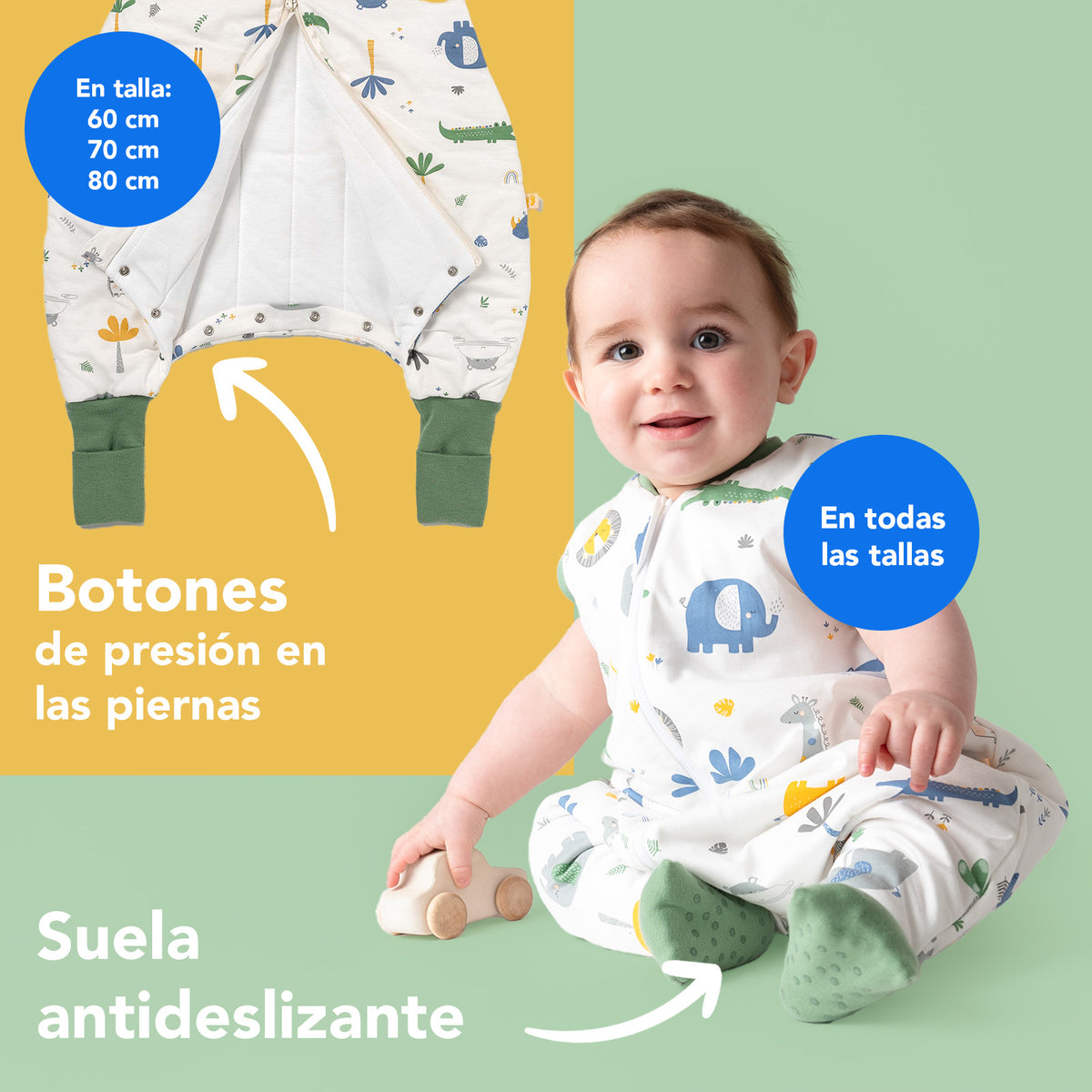 Saco de dormir con pies y suelas antideslizantes 3.5 TOG_Jungla_zona del pie_468