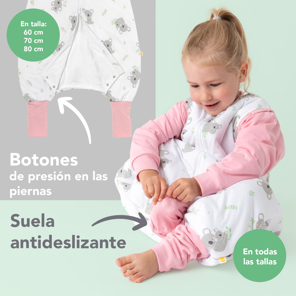 Saco de dormir con pies y suelas antideslizantes 3.5 TOG_Koala_zona del pie_468