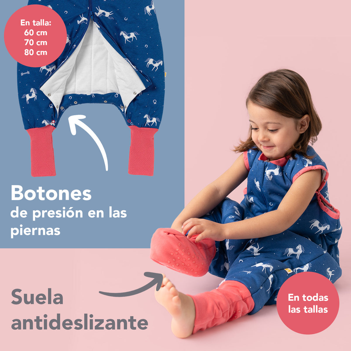 Saco de dormir con pies y suelas antideslizantes 3.5 TOG_Caballos_zona del pie_468