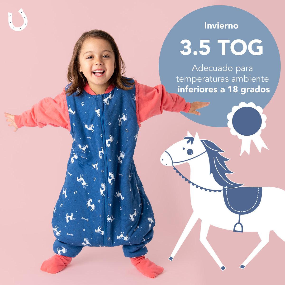 Saco de dormir con pies y suelas antideslizantes 3.5 TOG_Caballos_TOG_468