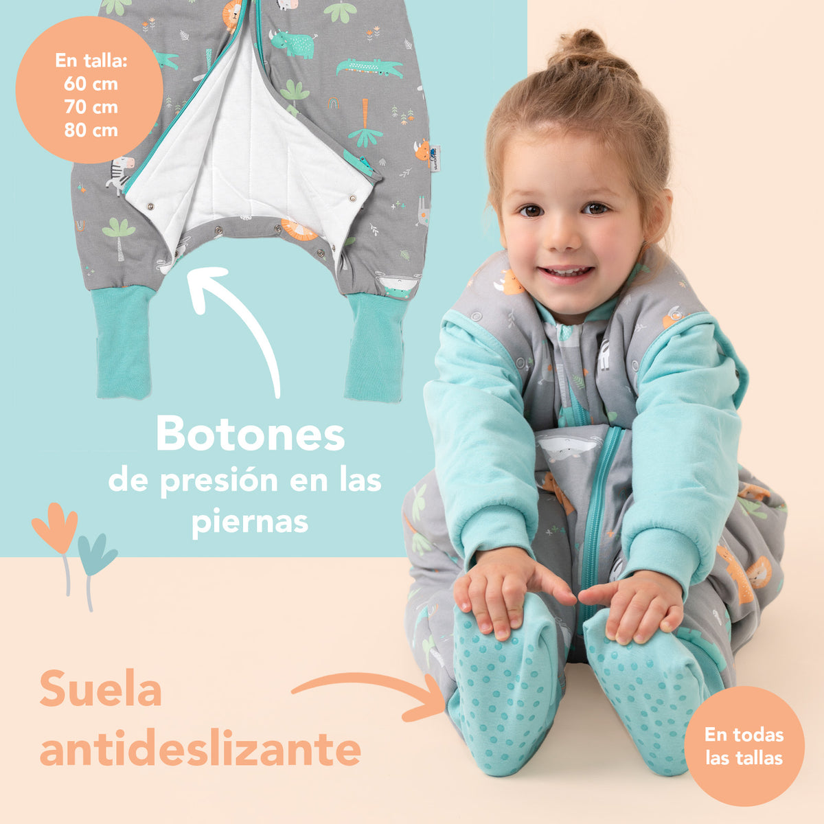 Saco de dormir con pies y suelas antideslizantes 3.5 TOG_Safari_zona del pie_468
