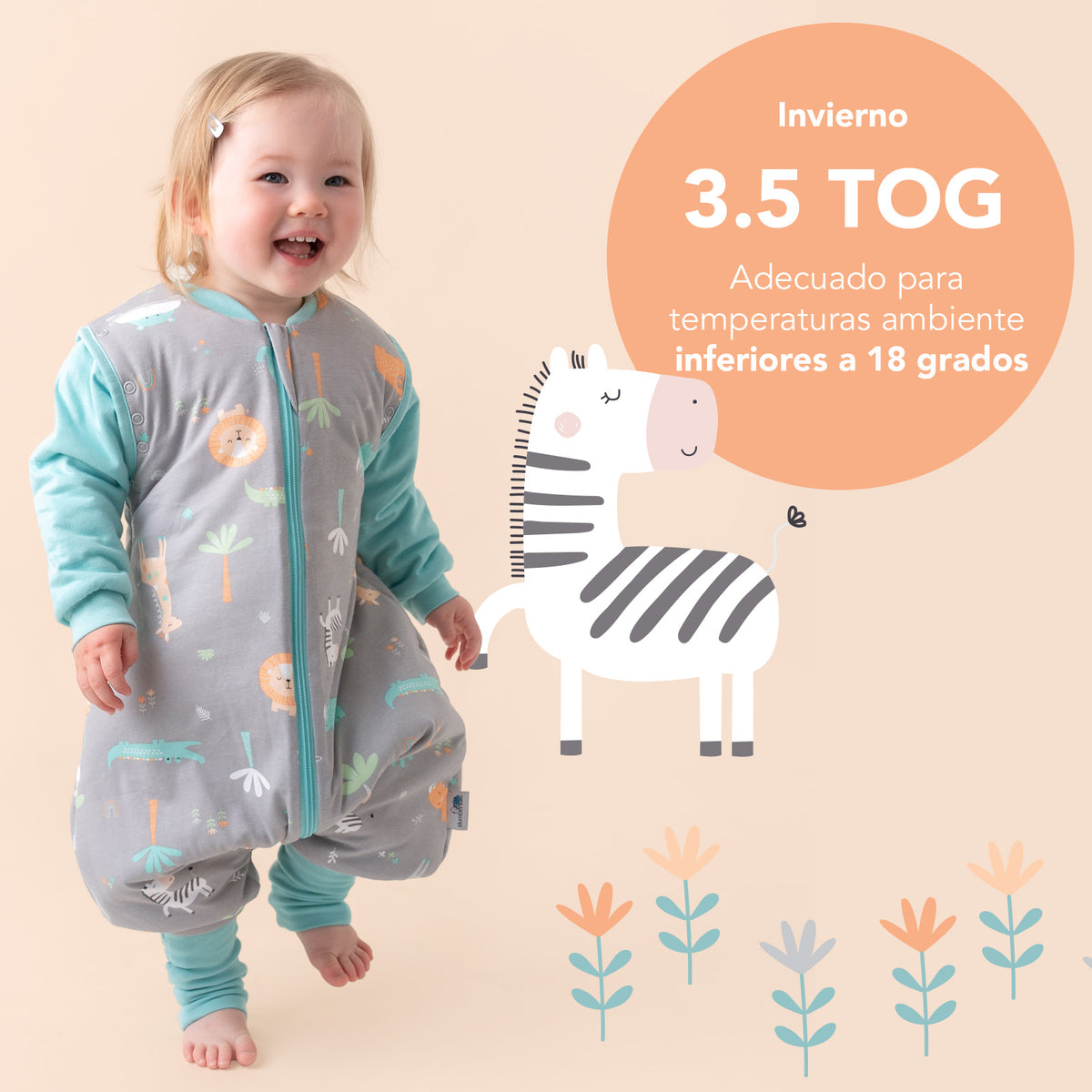 Saco de dormir con pies y suelas antideslizantes 3.5 TOG_Safari_TOG_468