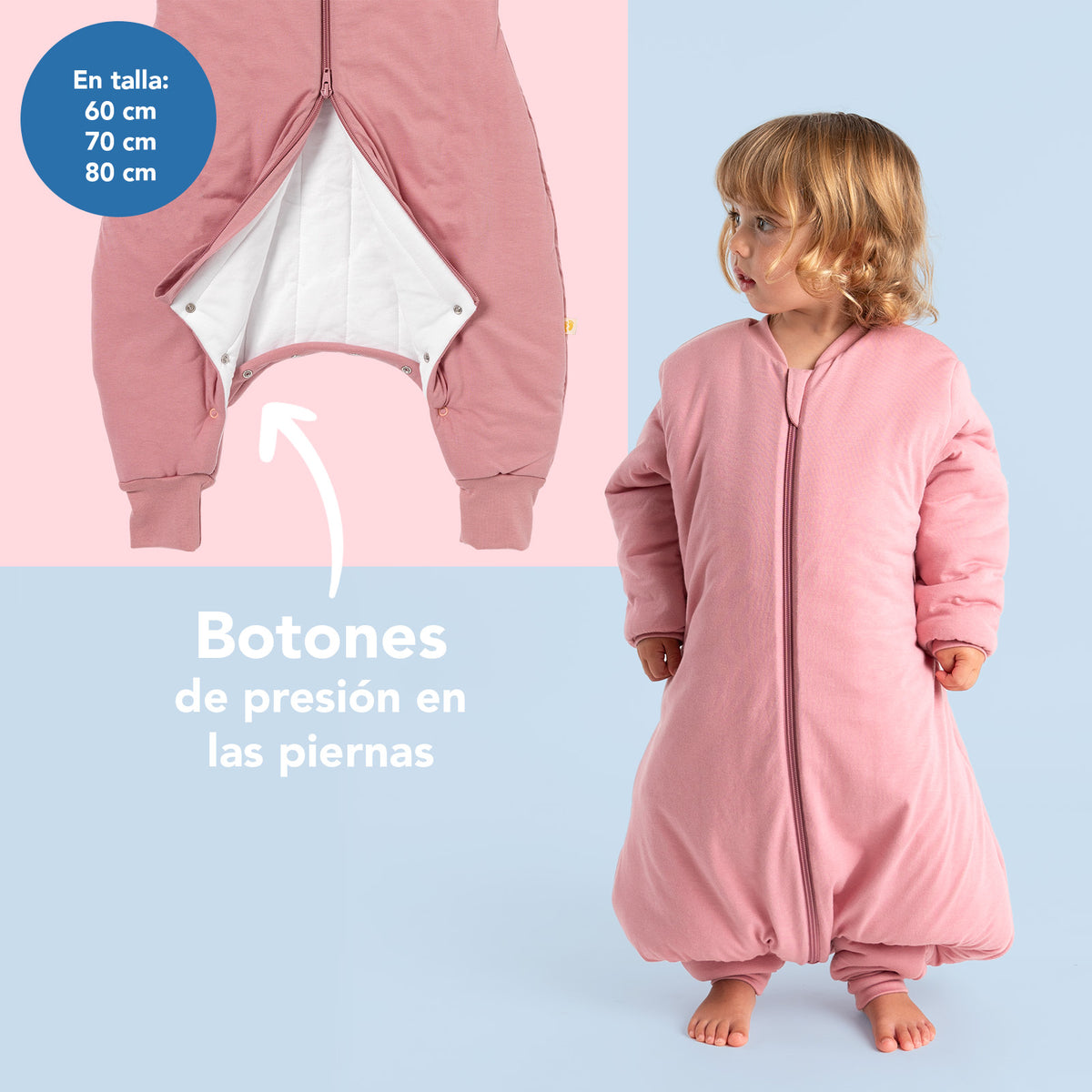Saco de dormir con pies 3.5 TOG_Rosa pastel_zona del pie_470