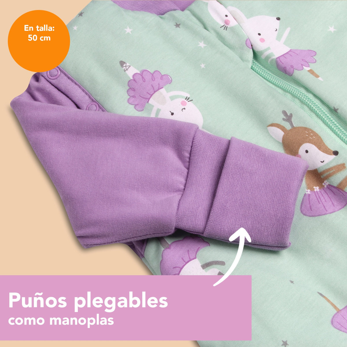 Saco de dormir con pies y suelas antideslizantes 2.5 TOG_Bailarina_puños_461