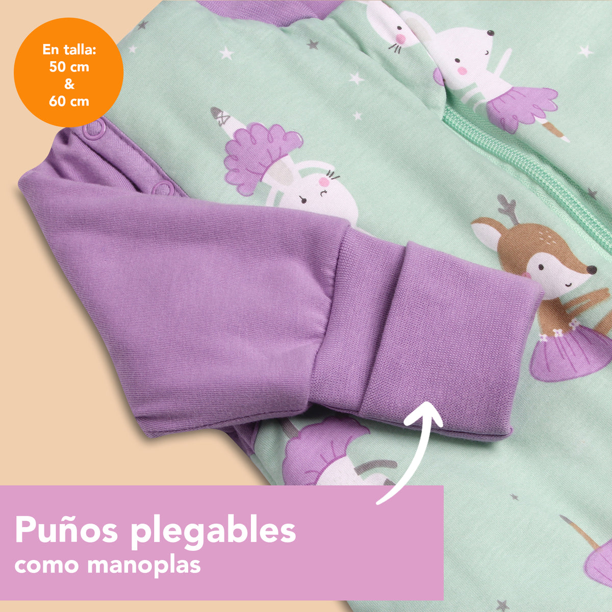 Saco de dormir con pies y suelas antideslizantes 2.5 TOG_Bailarina_puños_461