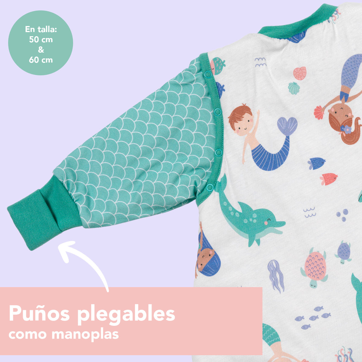 Saco de dormir con pies y suelas antideslizantes 2.5 TOG_Sirena_puños_461