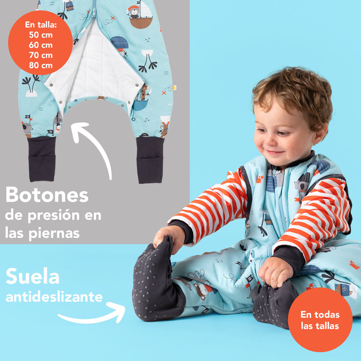 Saco de dormir con pies y suelas antideslizantes 2.5 TOG_Pirata_zona del pie_461