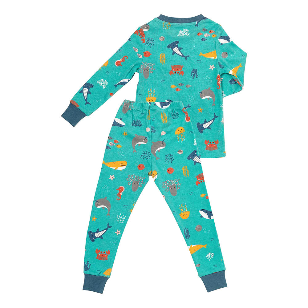 Pijama de niño de algódon orgánico_Animales marinos_parte trasera_444