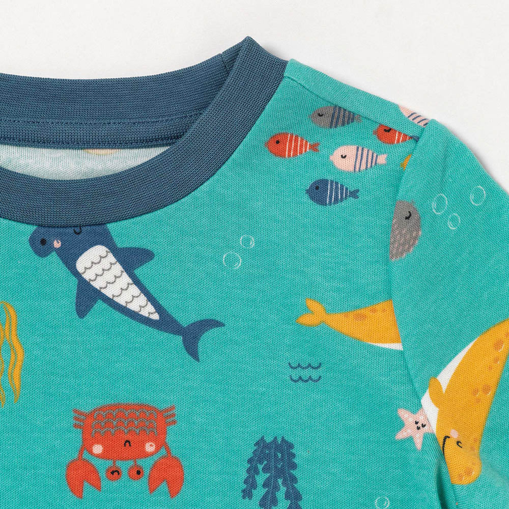Pijama corto de niño de algódon orgánico_Animales marinos_detalle_445