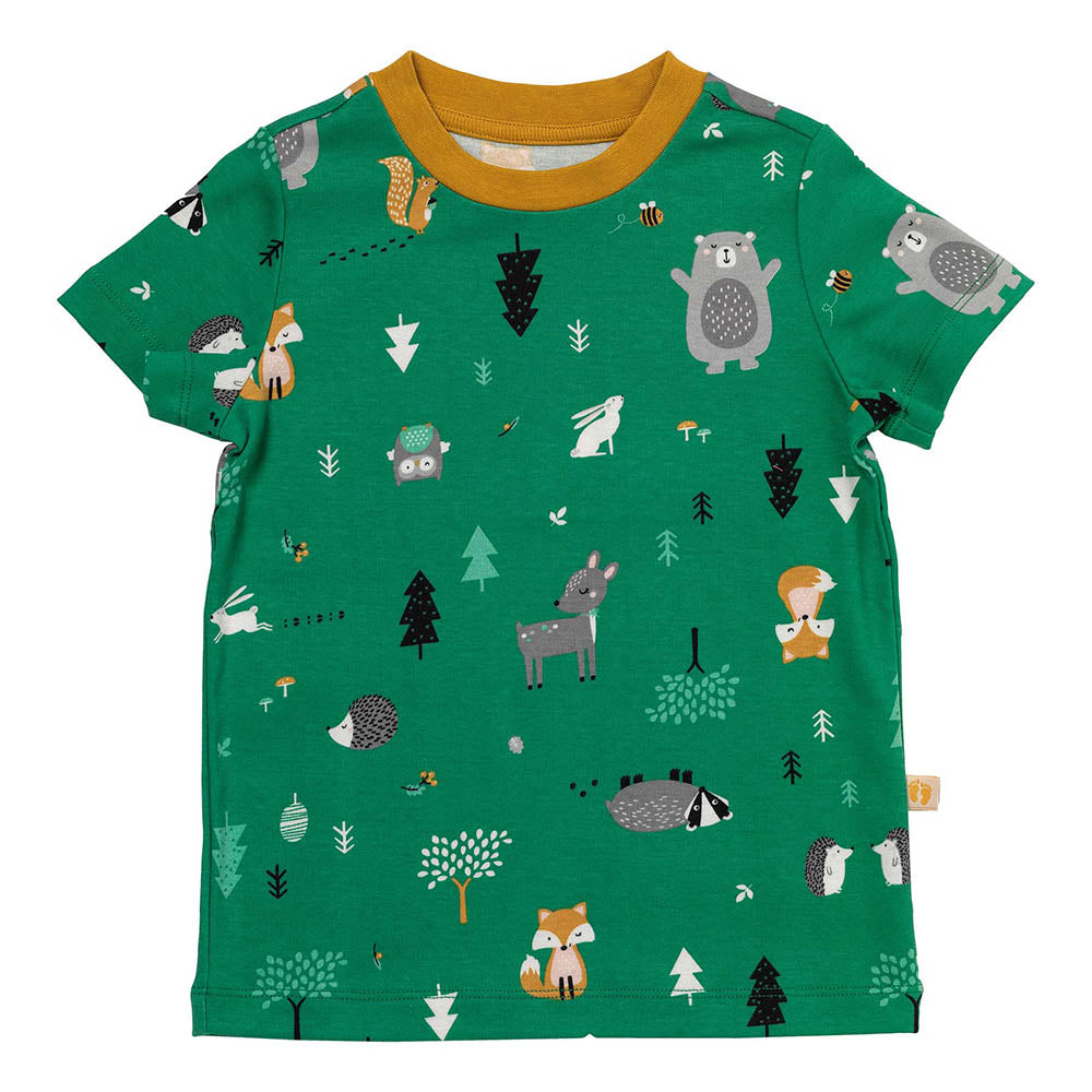 Pijama corto de niño de algódon orgánico_Animales del bosque_parte superior_445