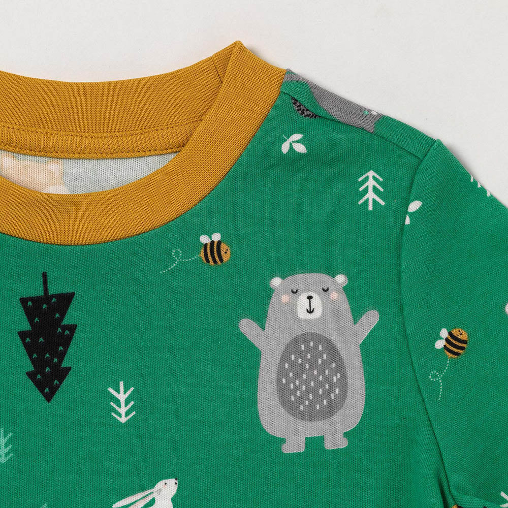 Pijama corto de niño de algódon orgánico_Animales del bosque_detalle_445