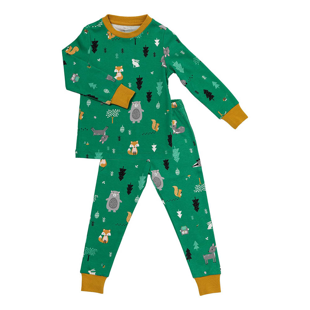 Pijama de niño de algódon orgánico_Animales del bosque_parte frontal_444