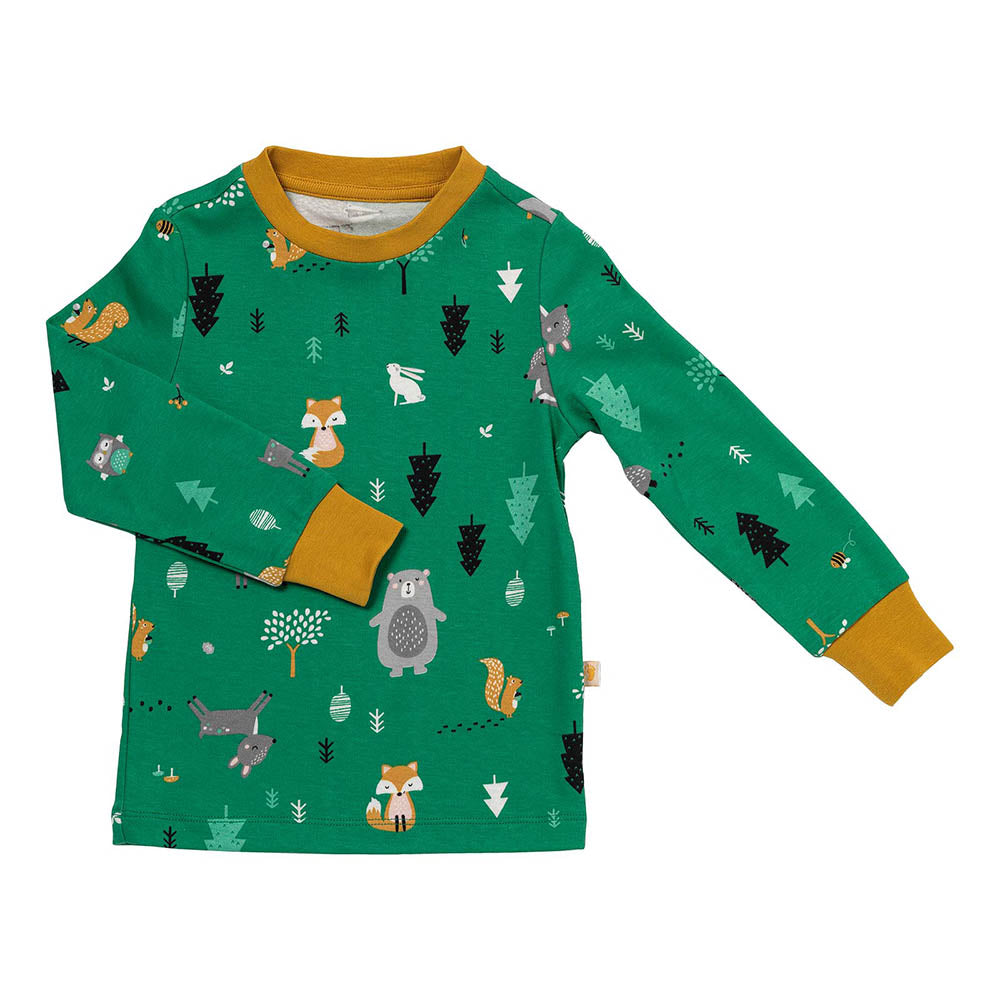 Pijama de niño de algódon orgánico_Animales del bosque_parte superior_444