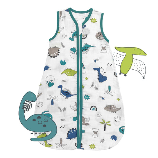 Saco de dormir para bebé de muselina 0.5 TOG_Dinosaurio_parte frontal_415