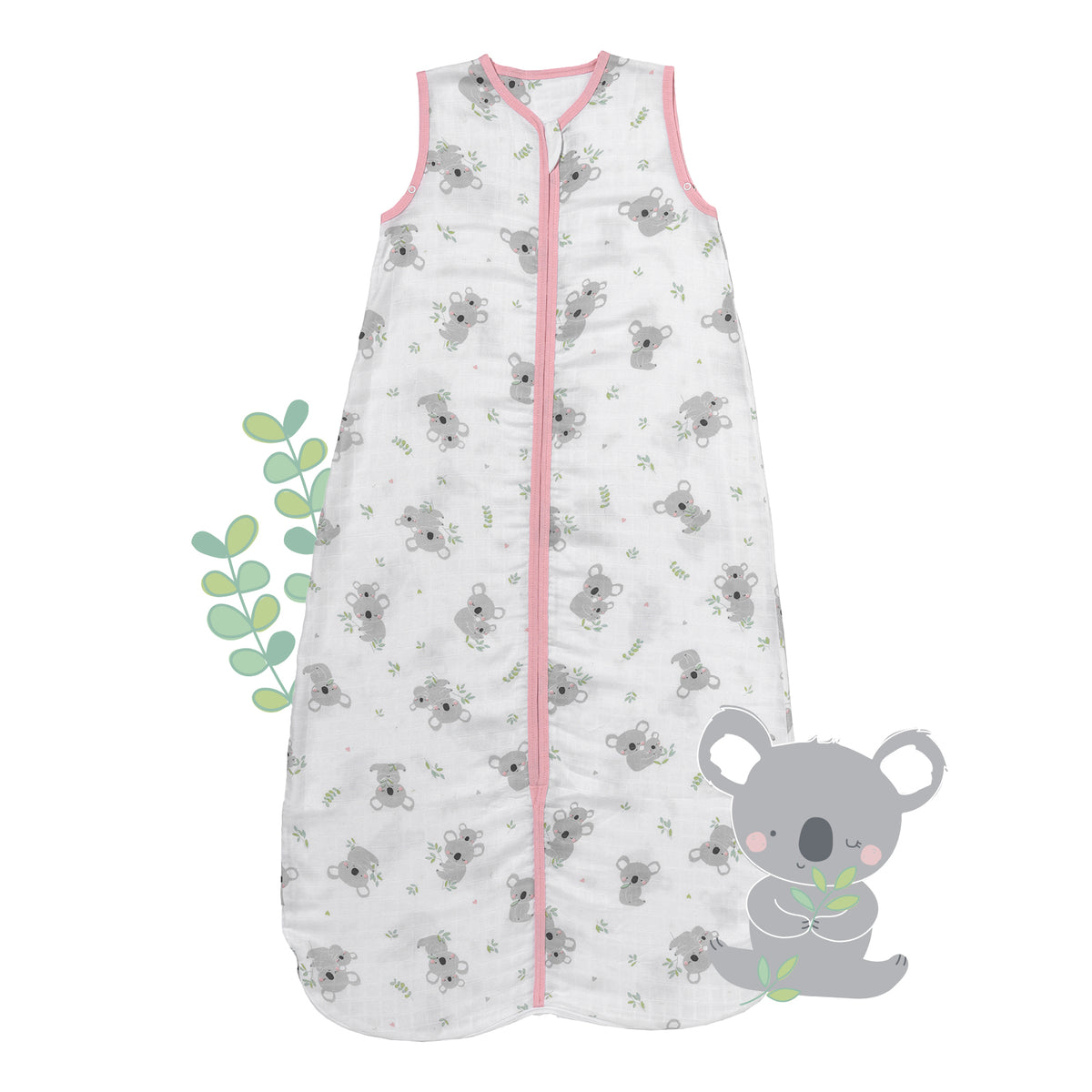 Saco de dormir para bebé de muselina 0.5 TOG_Koala_parte frontal_415