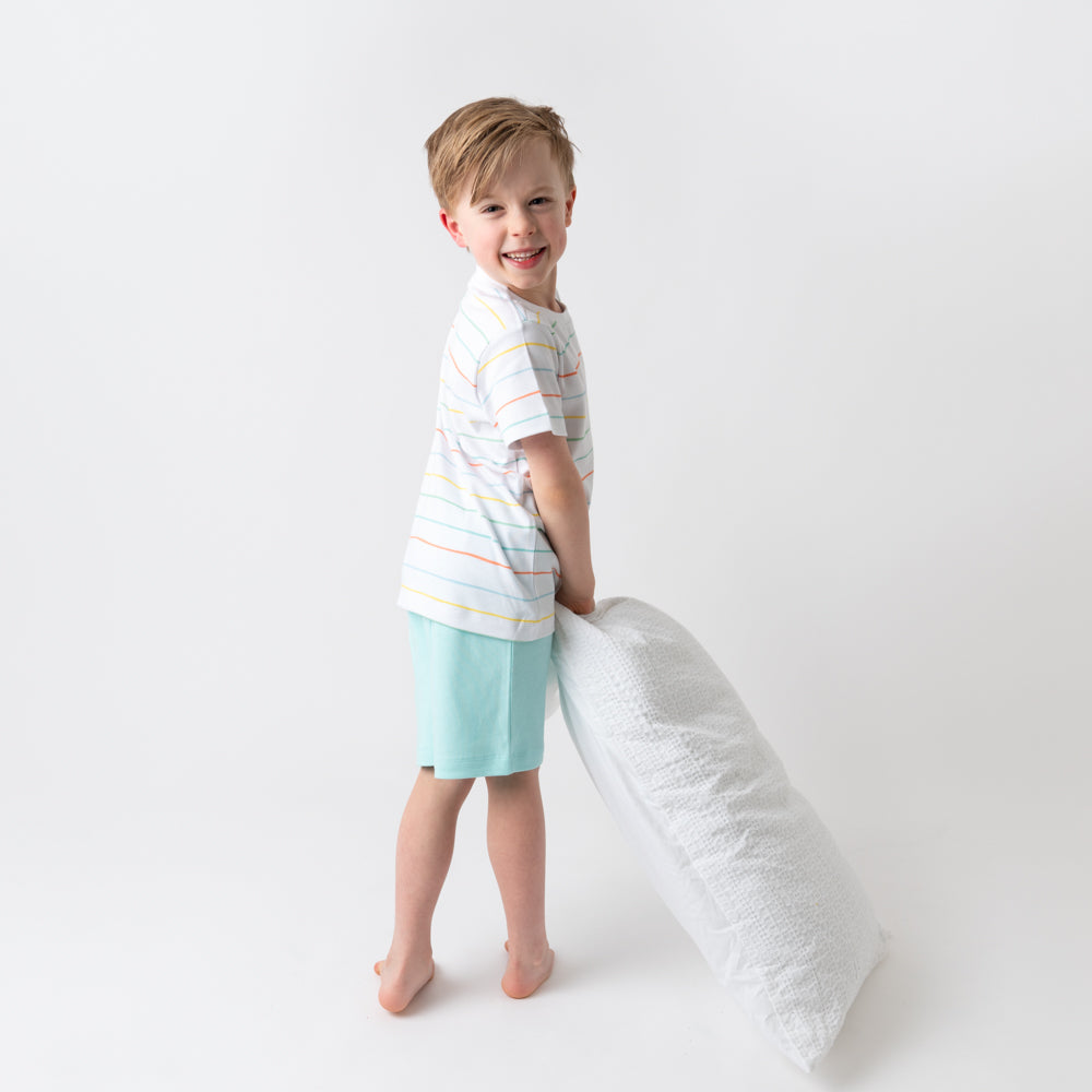 Pijama corto de niño de algódon orgánico_Arco iris_pantalón_445